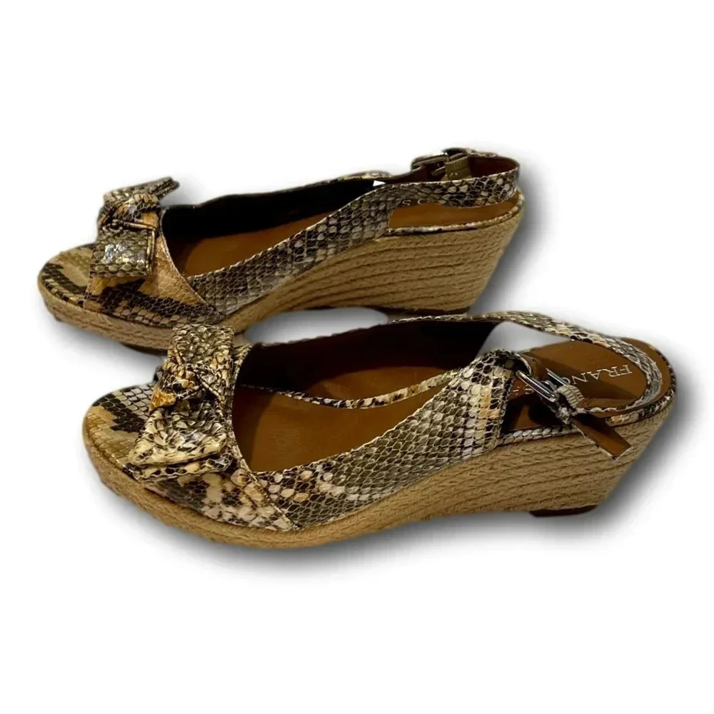 Franko Sarto Womens  Wedge Sandals Size 9 Slingback Faux Snake - Picture 8 of 11